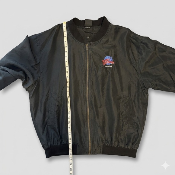 Vtg Planet Hollywood Bangkok Bomber Jacket XL 100% Silk Black Embroidered Rare - Picture 5 of 13